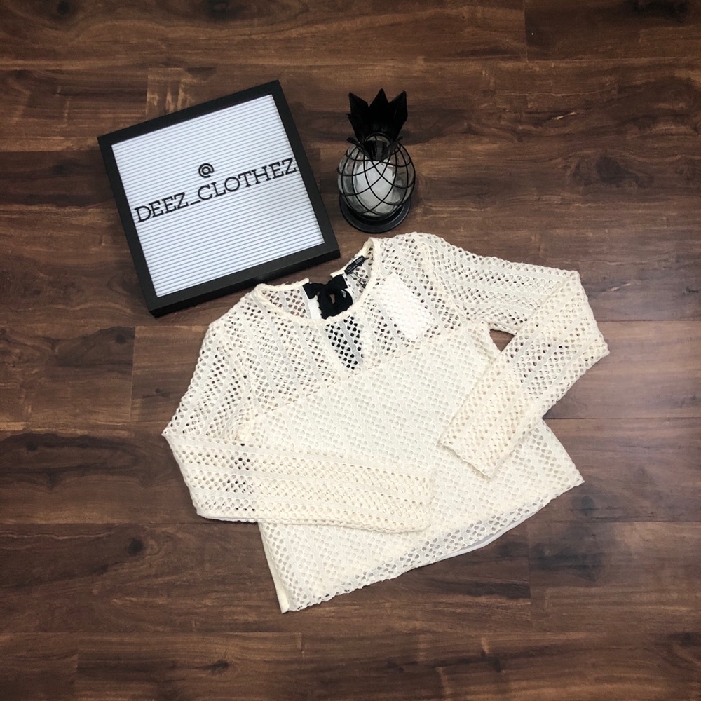 Zara Crochet Knit Long Sleeve Top